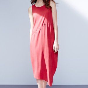 Silk Crepe Asymmetrical Hem Dress